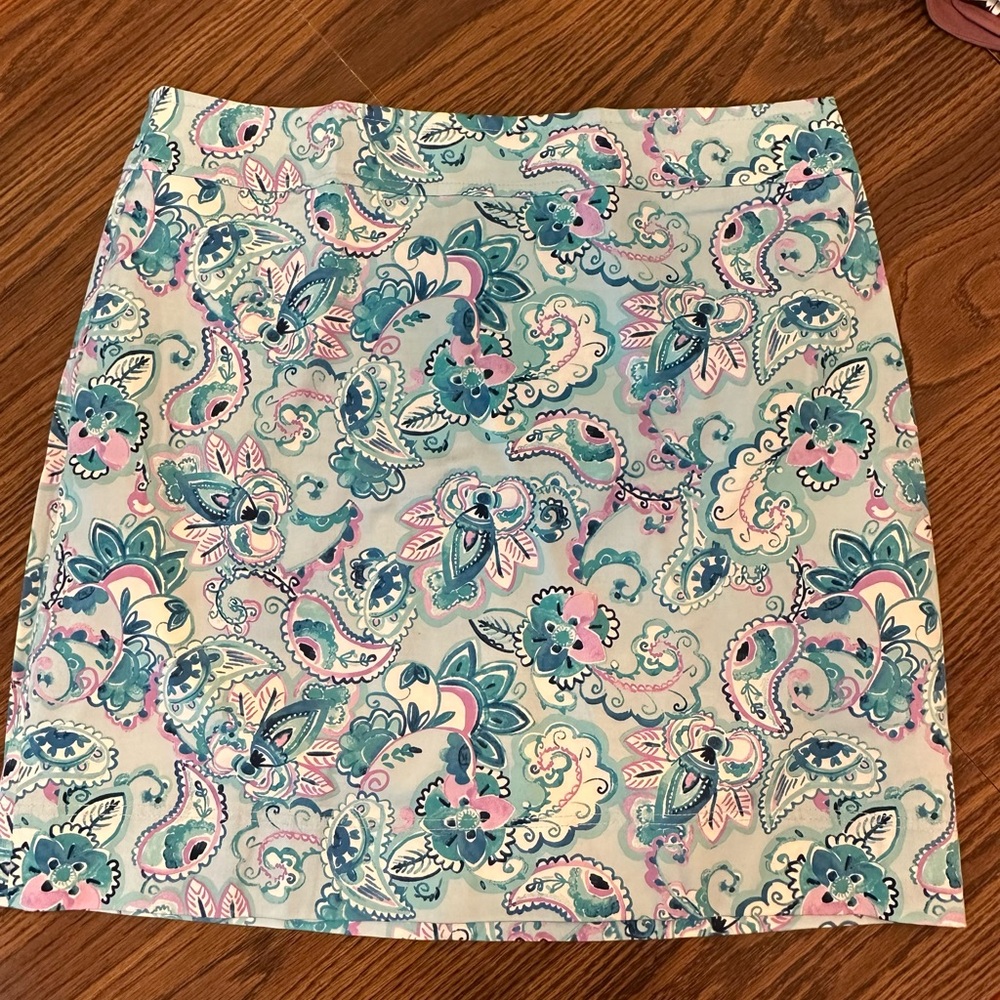Talbots Teal and Pink Paisley Pencil Skirt